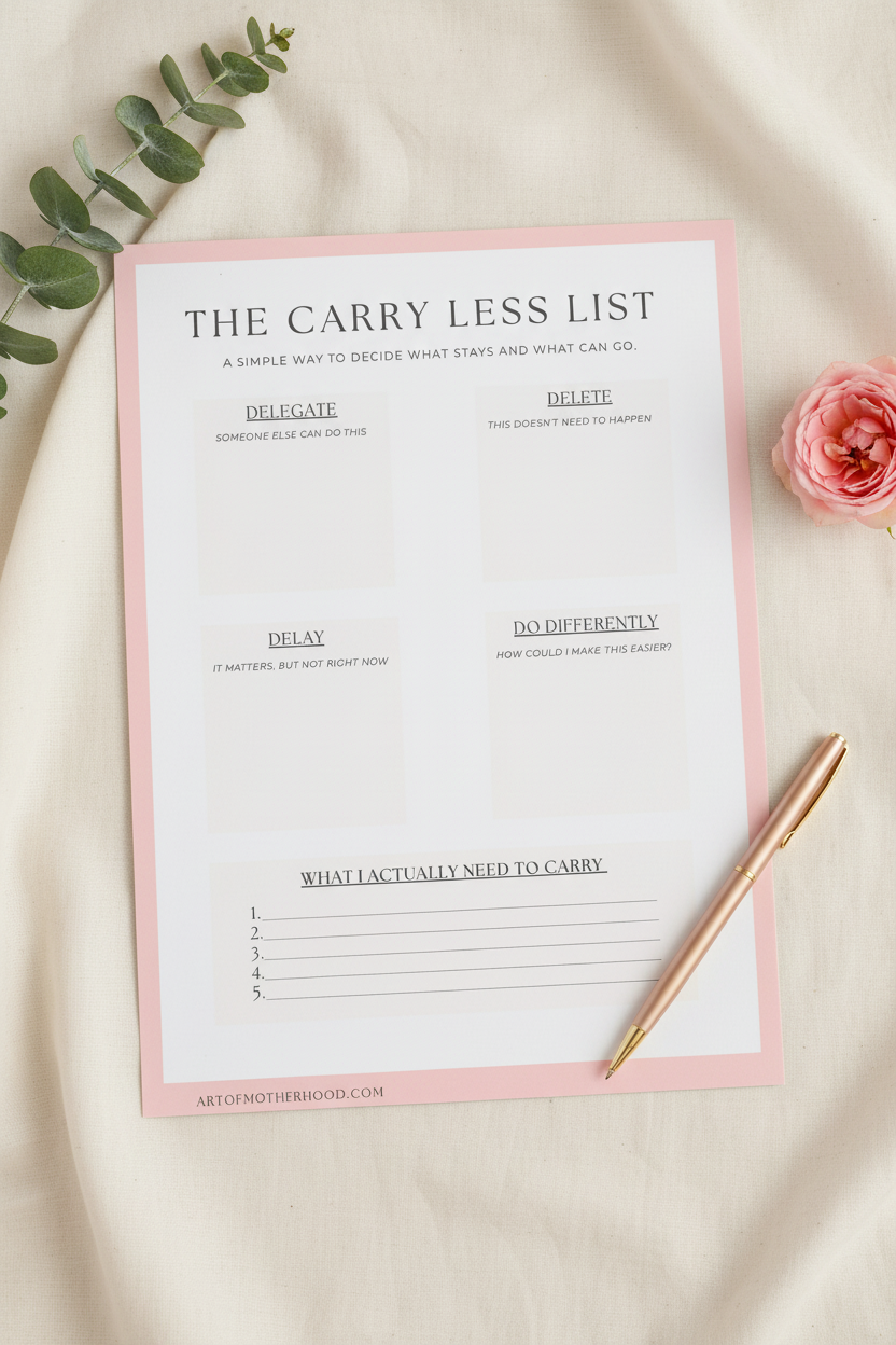 The Carry Less List – styled flat lay product mockup