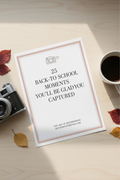 25 Back-to-School Moments printable lifestyle mockup with camera and coffee